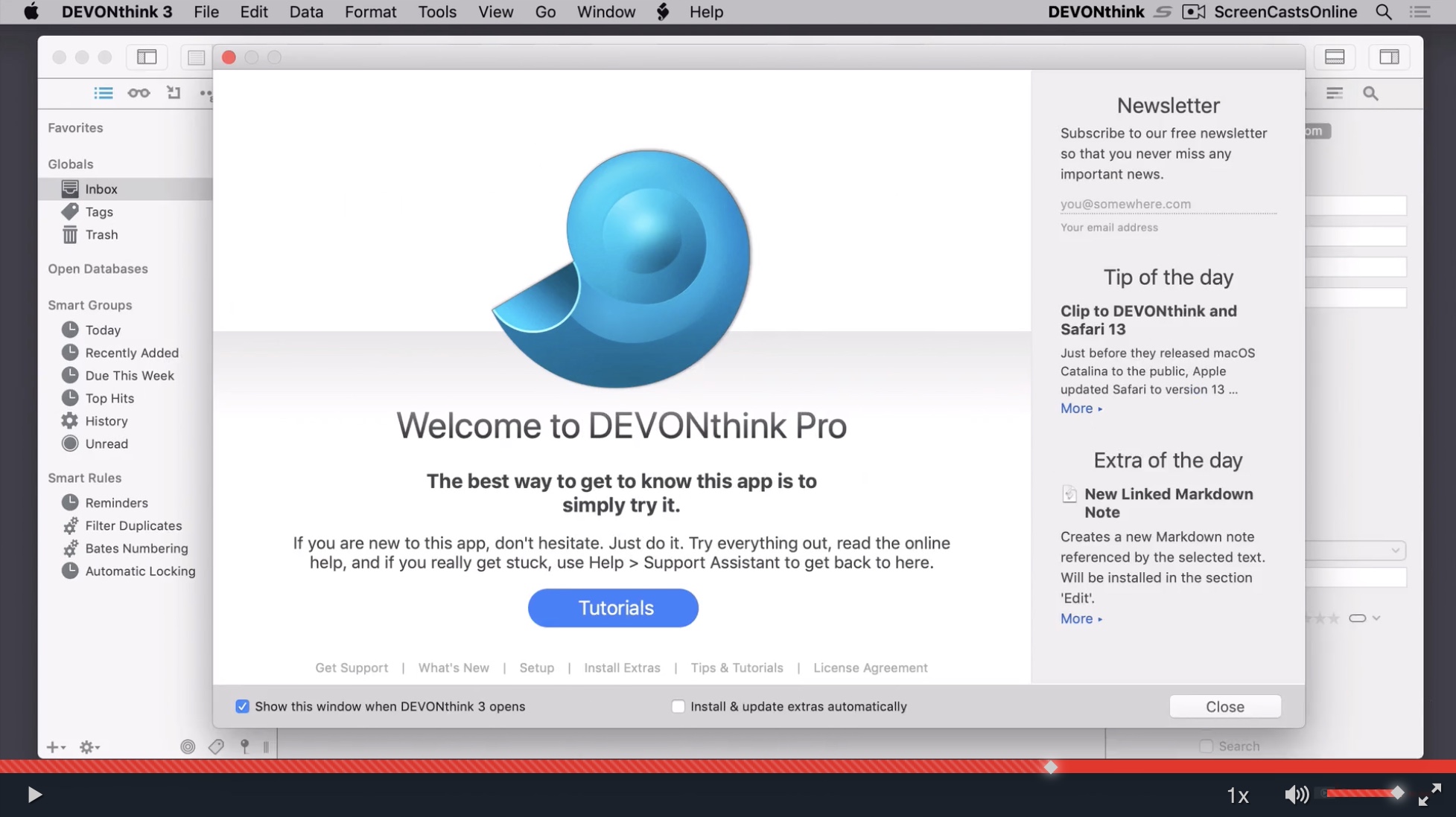 Screenshot from the DEVONthink 3 tutorial
