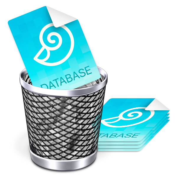 Database in trash can.