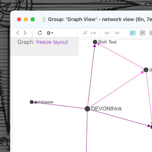 Screenshot showing the graph view in a DEVONthink window.
